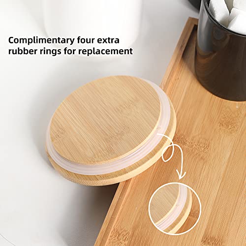Ceramic Canisters Set with Bamboo Lid, Pack of 4 (White) D8877