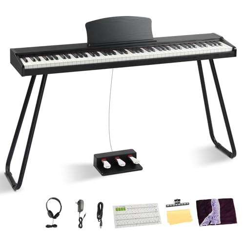 88 Key Full Size Digital Piano with Bench and 3 Pedal Unit (Black) Z542738