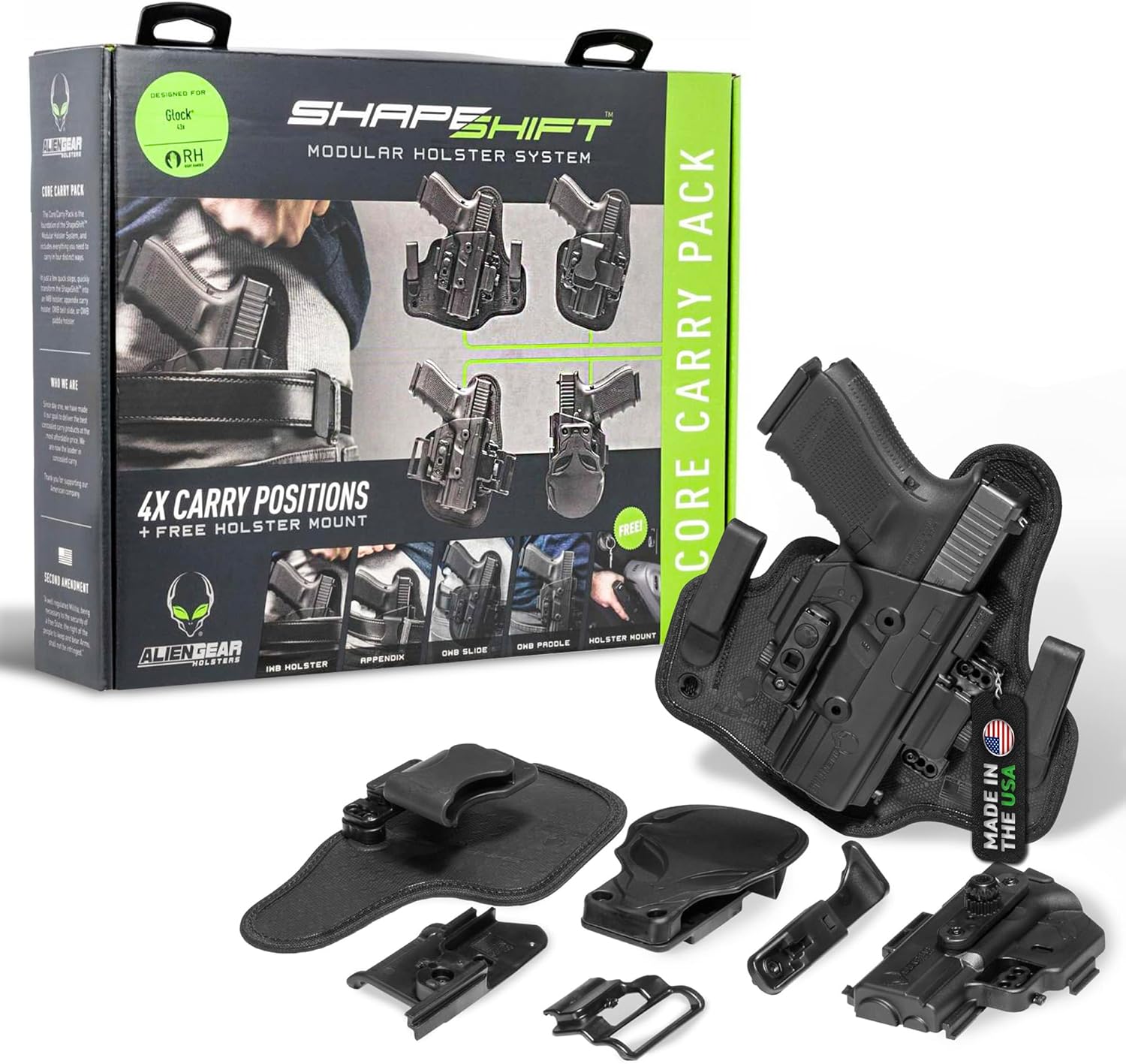 4 in 1 Holster - IWB, Appendix, OWB Paddle, OWB Belt Slide - Right Hand Draw G851503