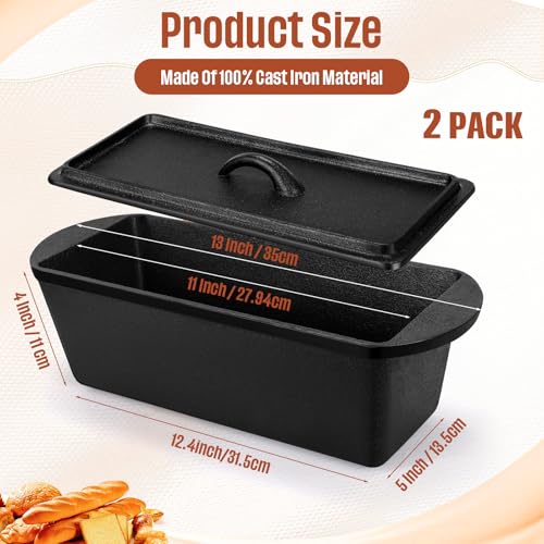 Cast Iron Bread Loaf Pan with Lid 13 x 5 x 4 Inches B496