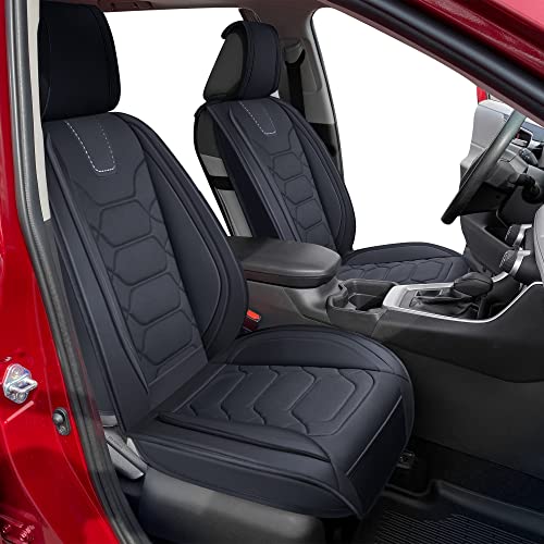 Black Leather Seat Covers for RAV4 (Sport Front Pair, Black&Gray) P321