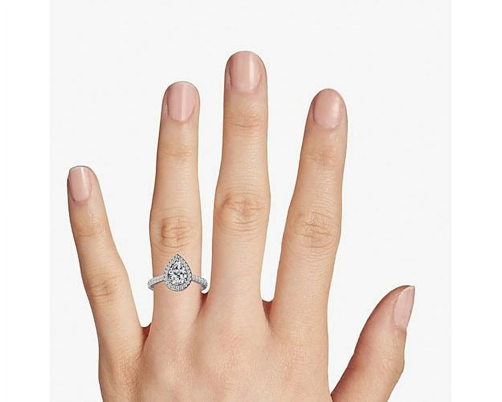 14K White Gold Pear Cut Diamond Solitaire Engagement Ring Size 7 M101169
