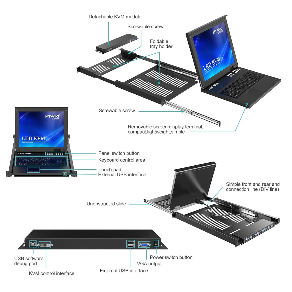 8 Port LCD KVM Console with Cables C1009
