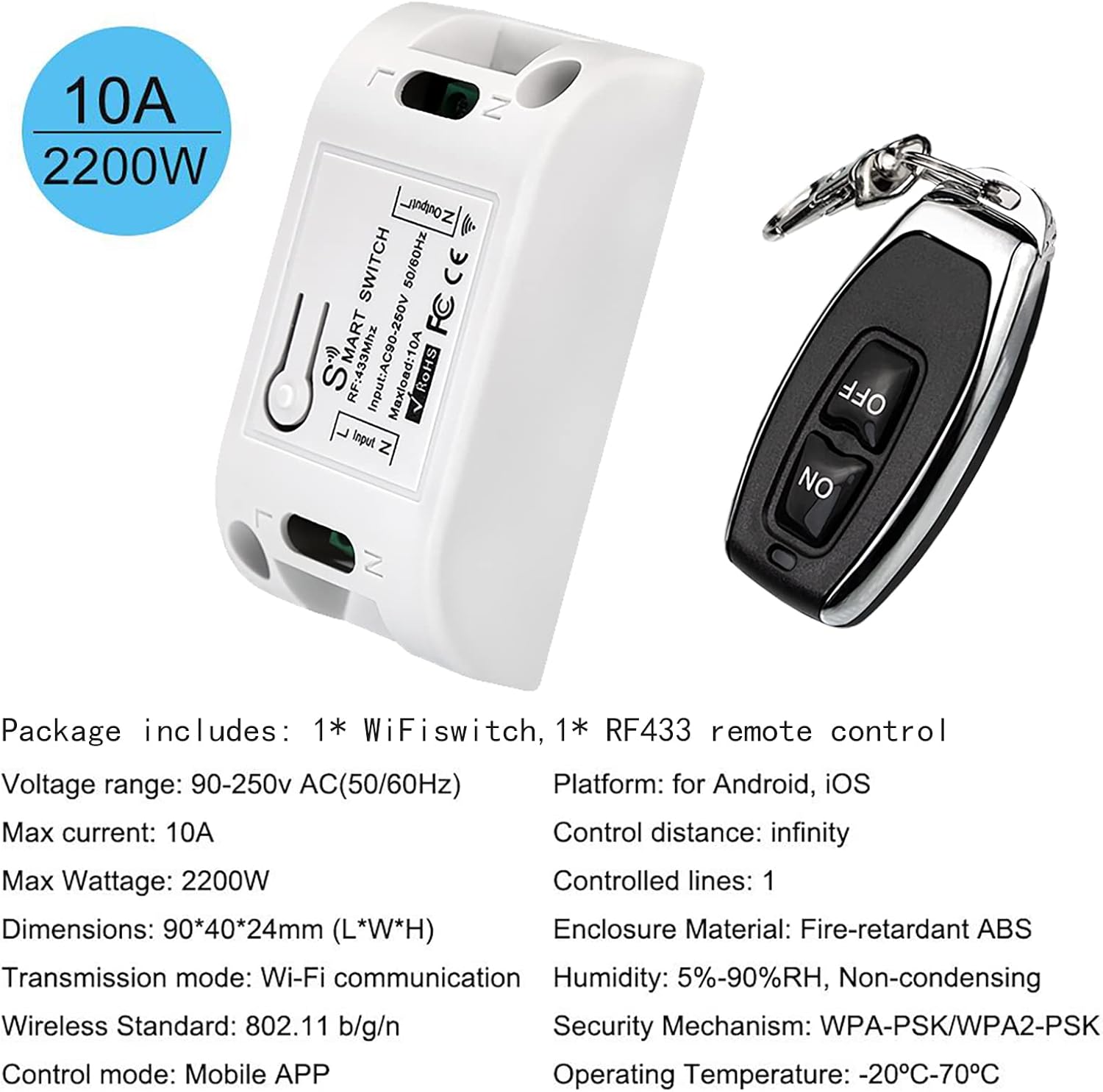 WiFi and RF433 Remote Control Dual Power Automatic Transfer Switch 16-63-100A Rated 220V 240V Din Rail Mounted Controller U7084