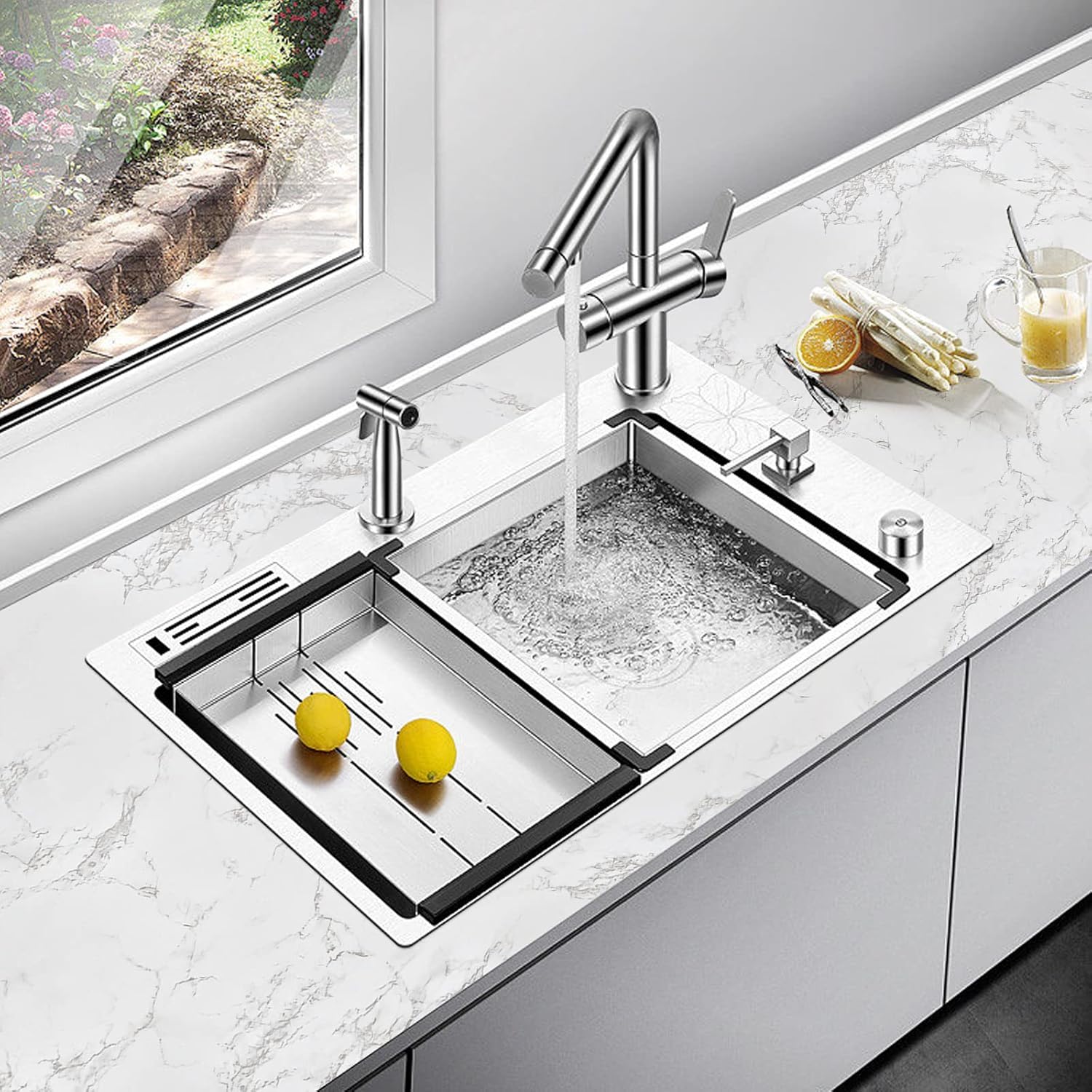 Marble Paper Granite Gray/White Roll PVC Kitchen Countertop (17.71" x 393.7") K585