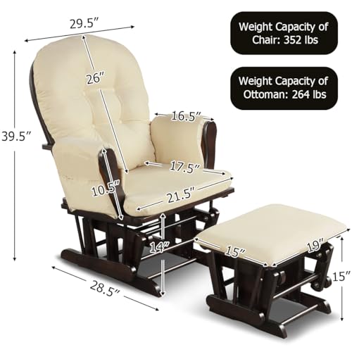 Beige Wood Glider and Ottoman Set G535