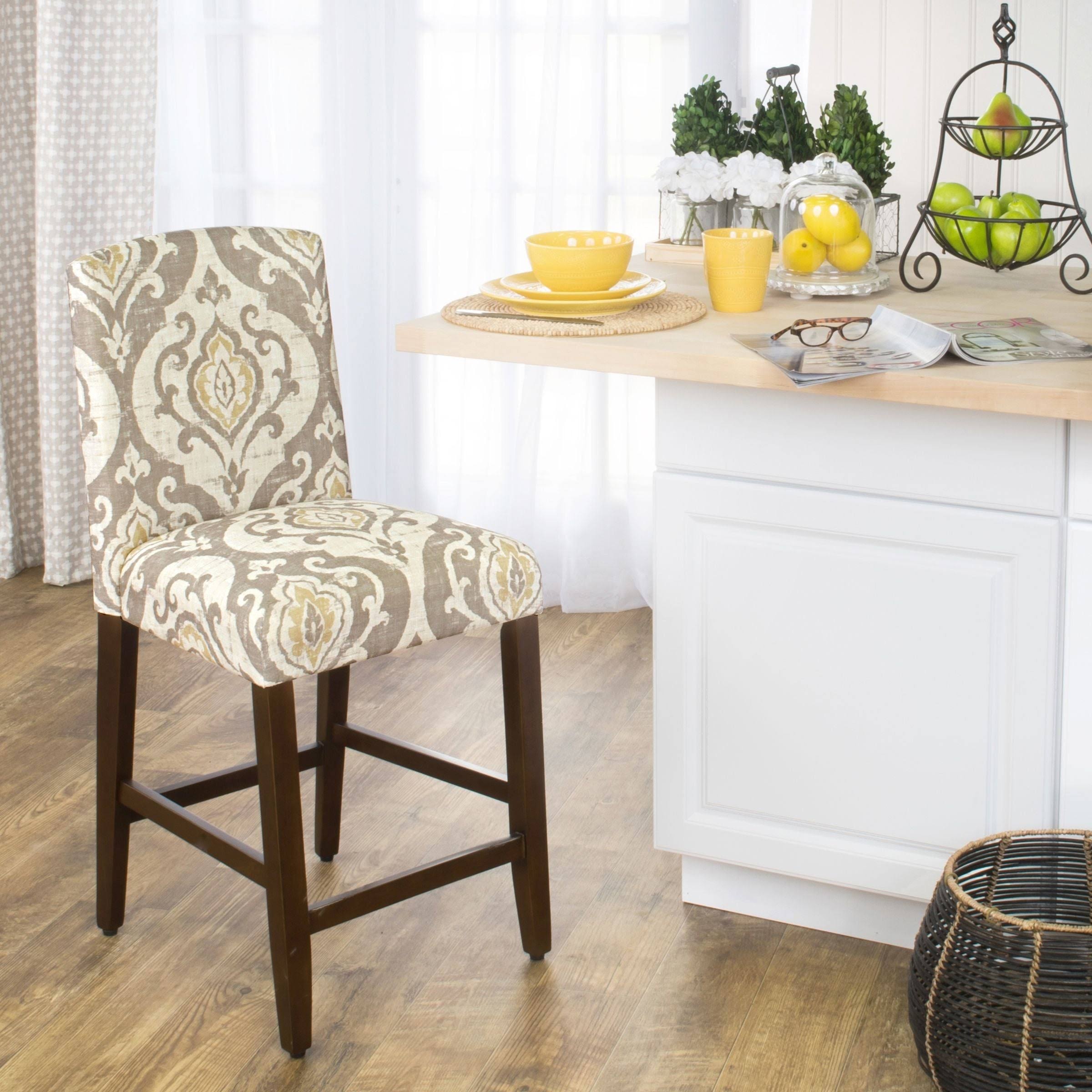 Tan/Taupe/Cream Fabric Counter-Height Barstool Q6799