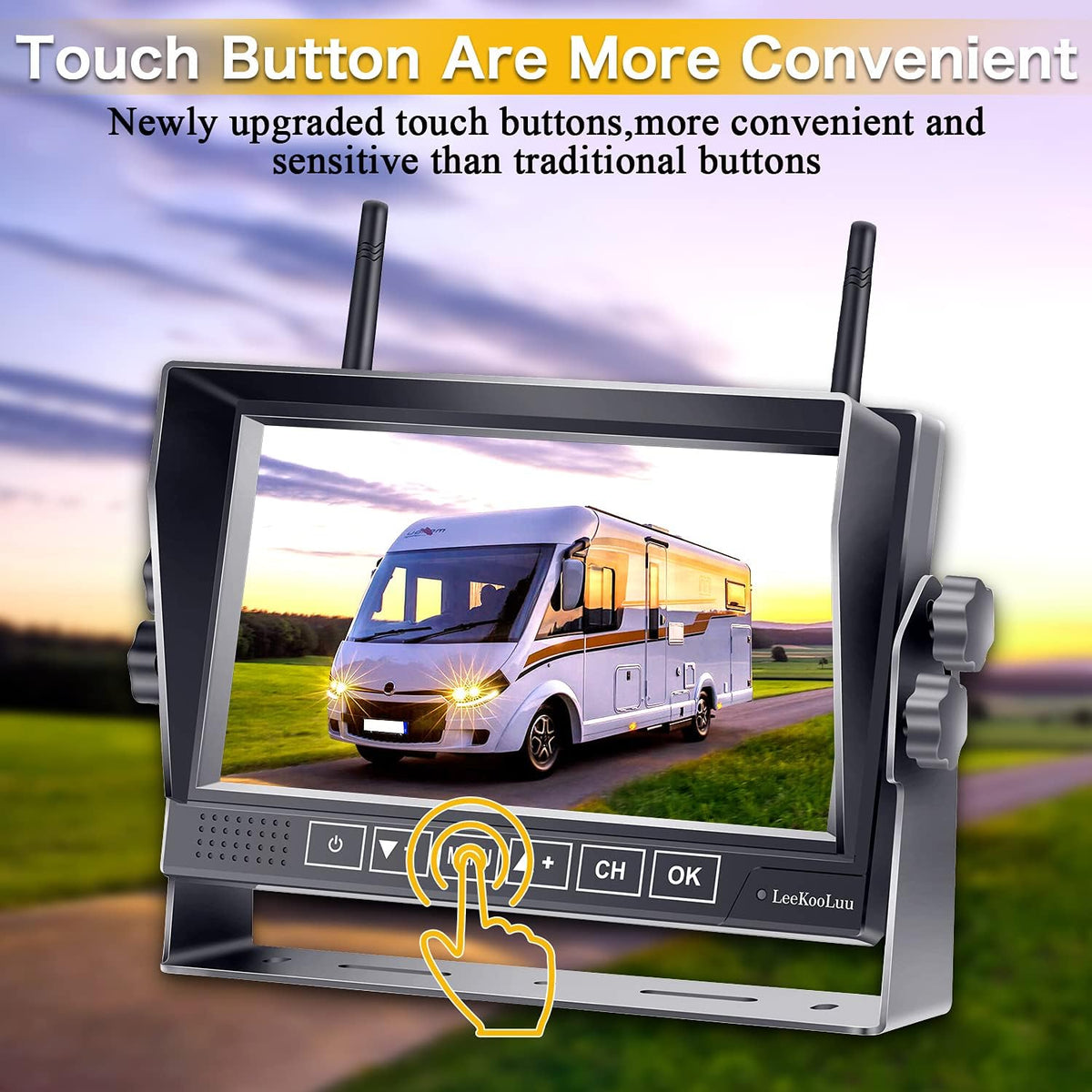 Wireless 7 Inch HD 1080P DVR Monitor with 2 Rear View Cameras K446607