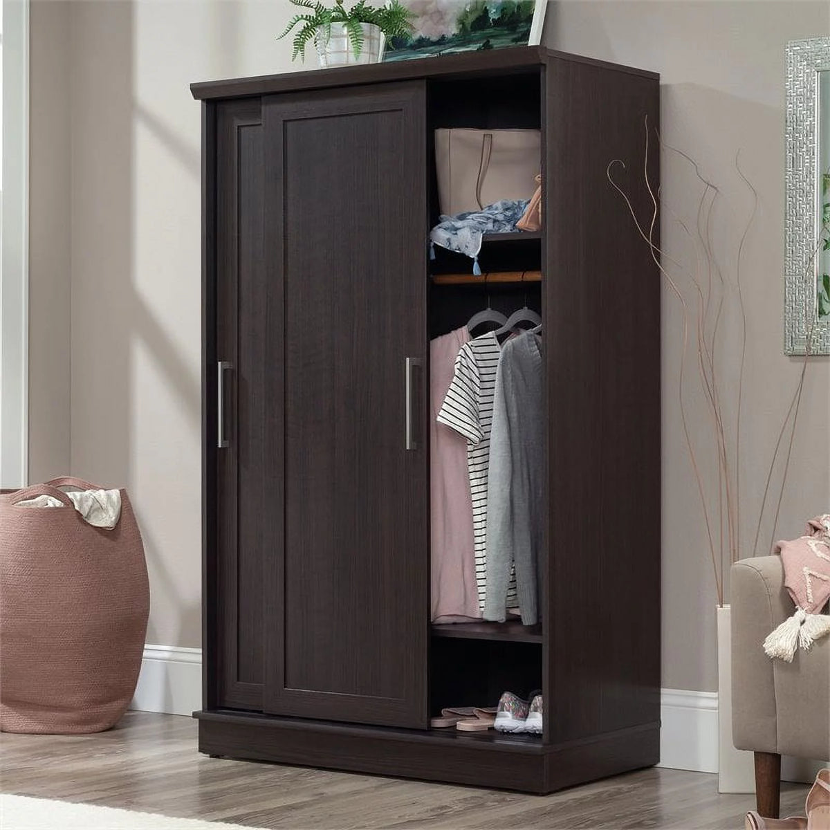 Contemporary Engineered Wood Wardrobe Armoire V93279