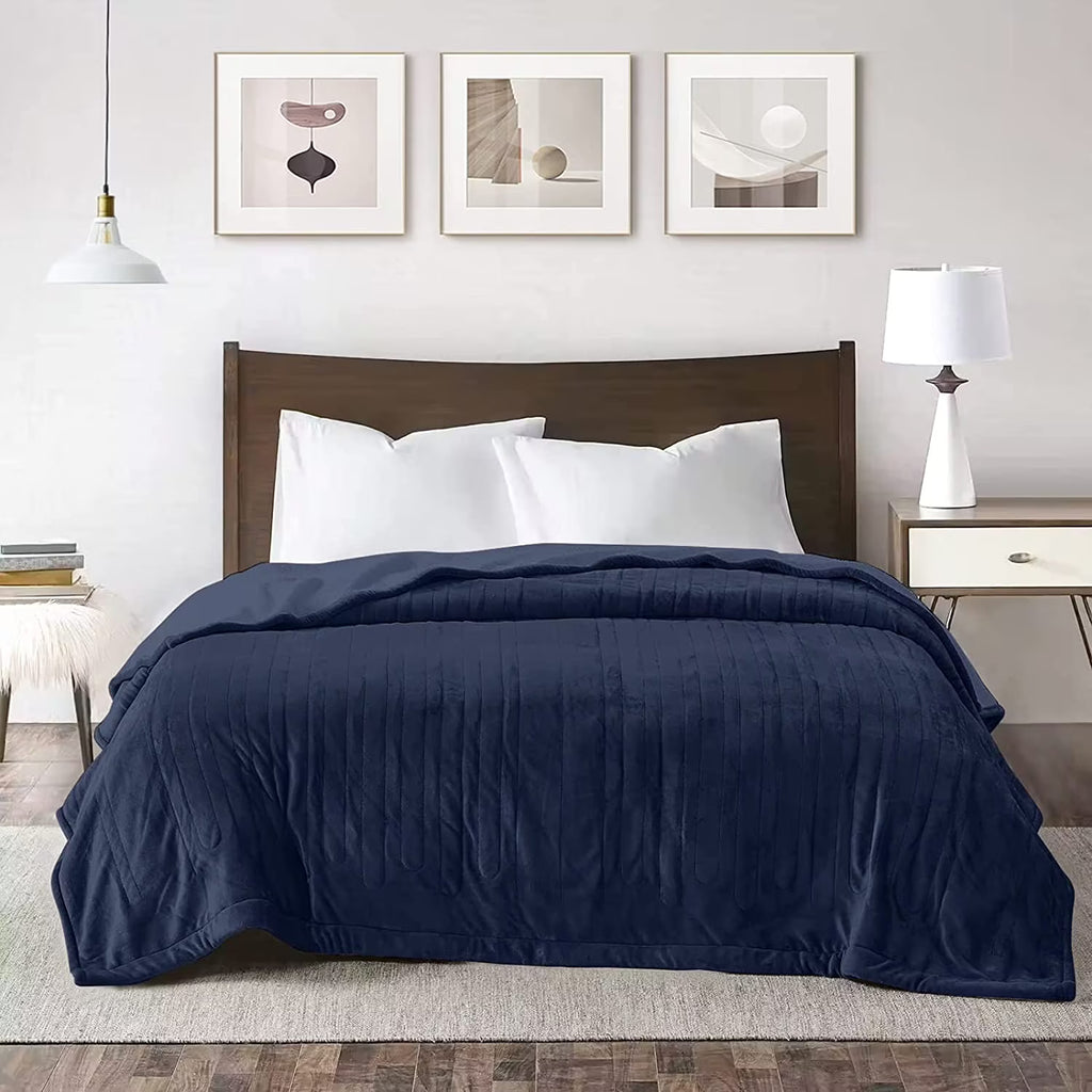 Heated Electric King Size Velvet Blanket with Dual Control Q55559