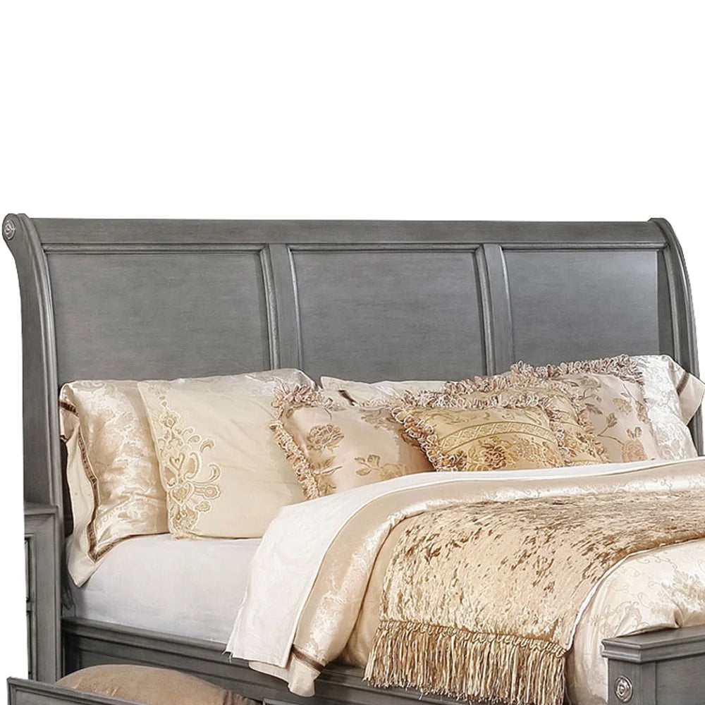 Gray Wooden Queen Size Bed with Storage Drawers X87903
