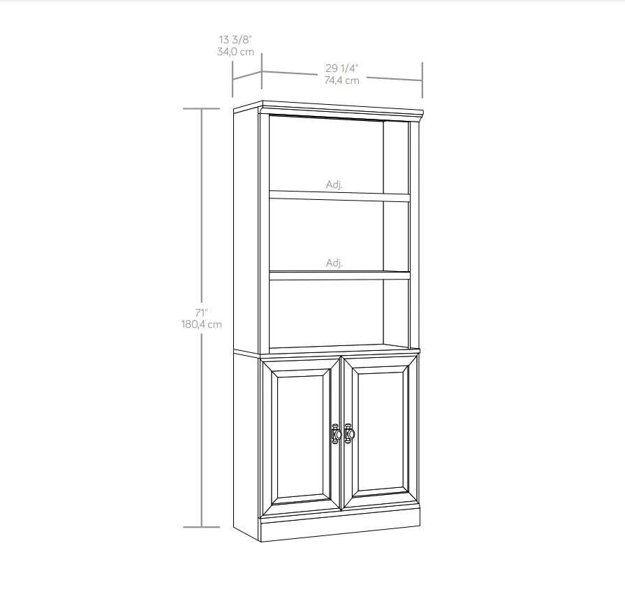 Heritage Walnut Finish 5 Shelf Bookcase with Doors U450484