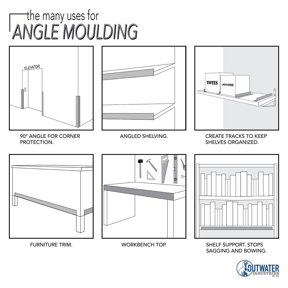 Satin Finish Aluminum Angle Moulding 36 inch Lengths Pack of 4 R542