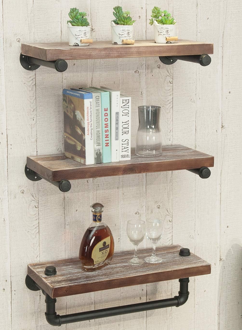 3-Tier Wall Mounted Iron Pipe Shelf V3651