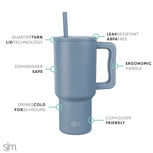 30 oz Insulated Stainless Steel Tumbler with Handle and Straw Lid O528952