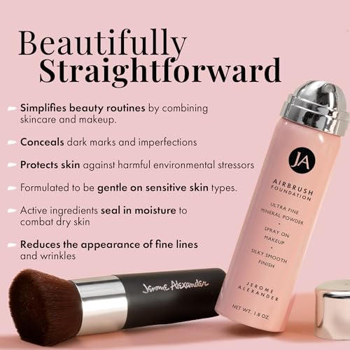 2pc Set with Airbrush Foundation and Kabuki Brush Spray Makeup Dark G4925