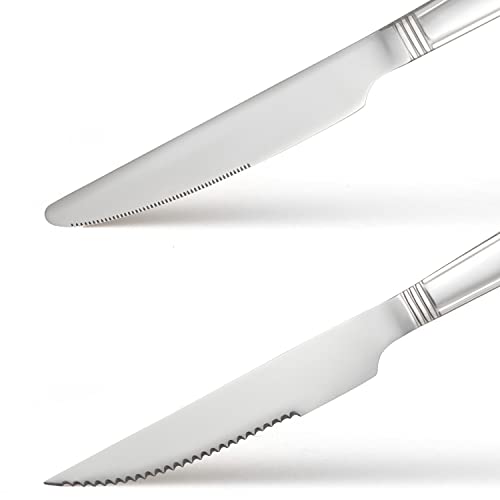 24-Piece Stainless Steel Flatware Set with Steak Knives Service for 4 V7954