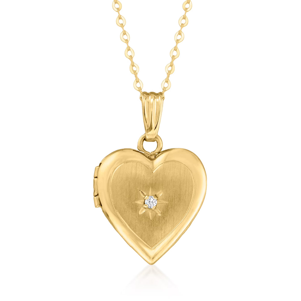 Diamond-Accented Heart Locket Necklace in 10kt Yellow Gold Z92941