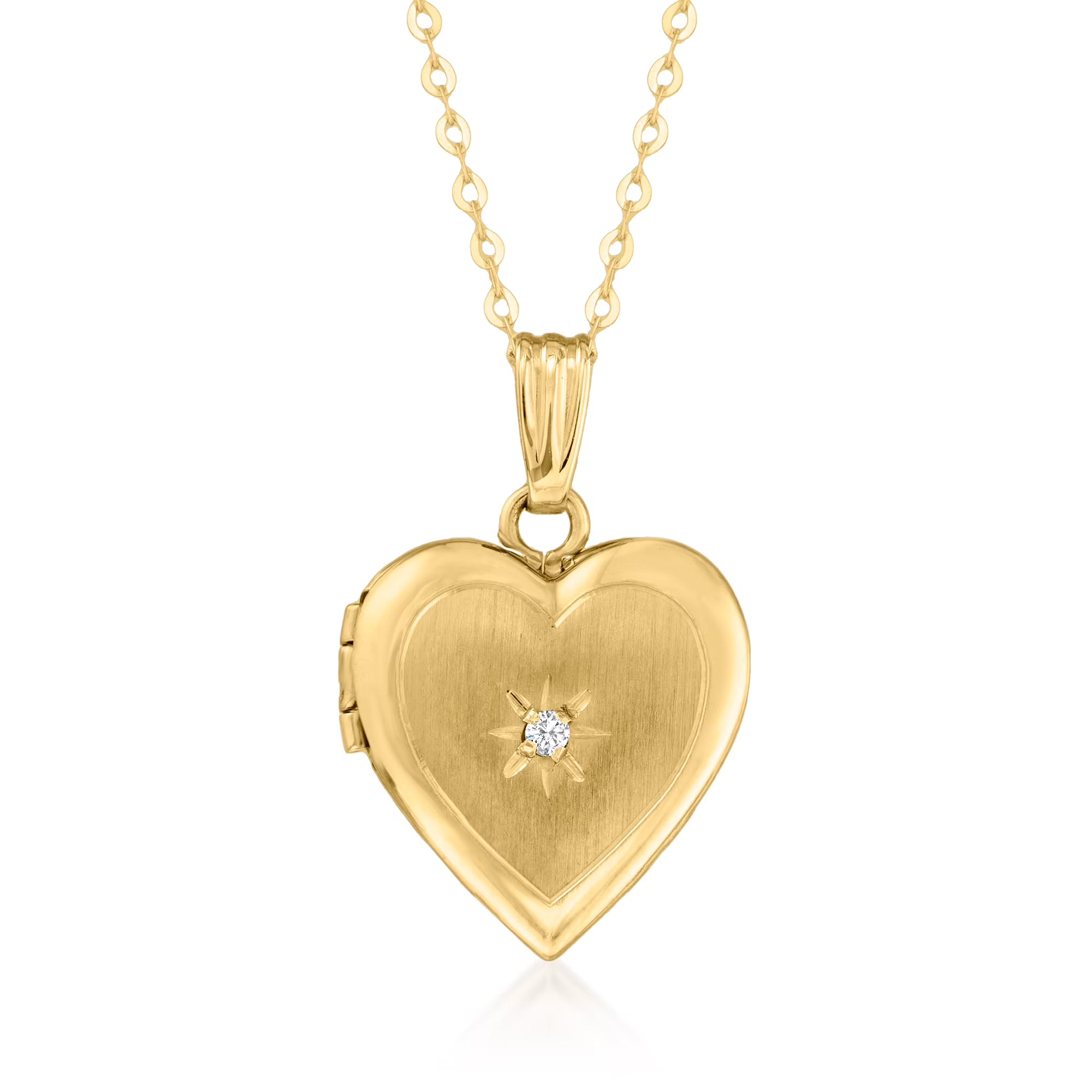 Diamond-Accented Heart Locket Necklace in 10kt Yellow Gold Z92941