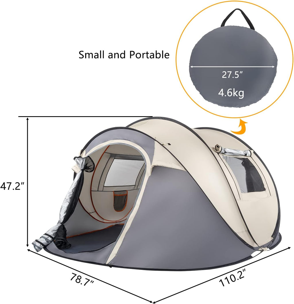 4 Person Pop Up Waterproof Camping Tent with 2 Doors E461