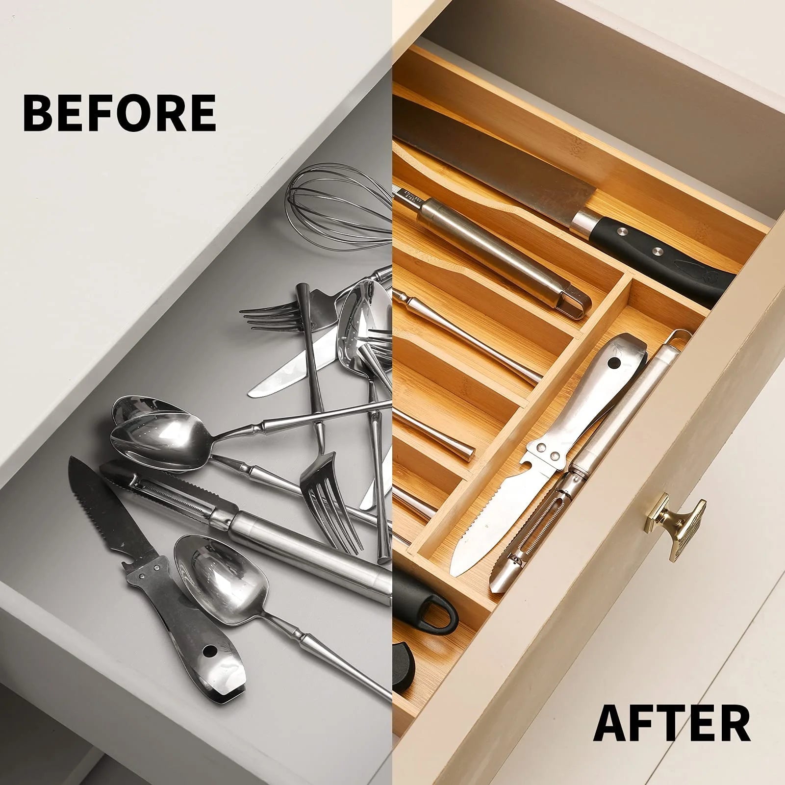 Bamboo Adjustable Expandable Silverware Tray A41877