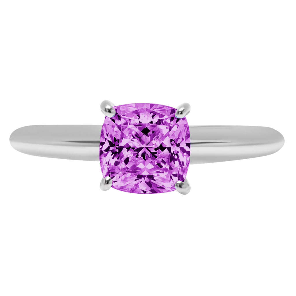 1.0ct cushion cut simulated alexandrite 18k white gold ring size 3.75 J296159