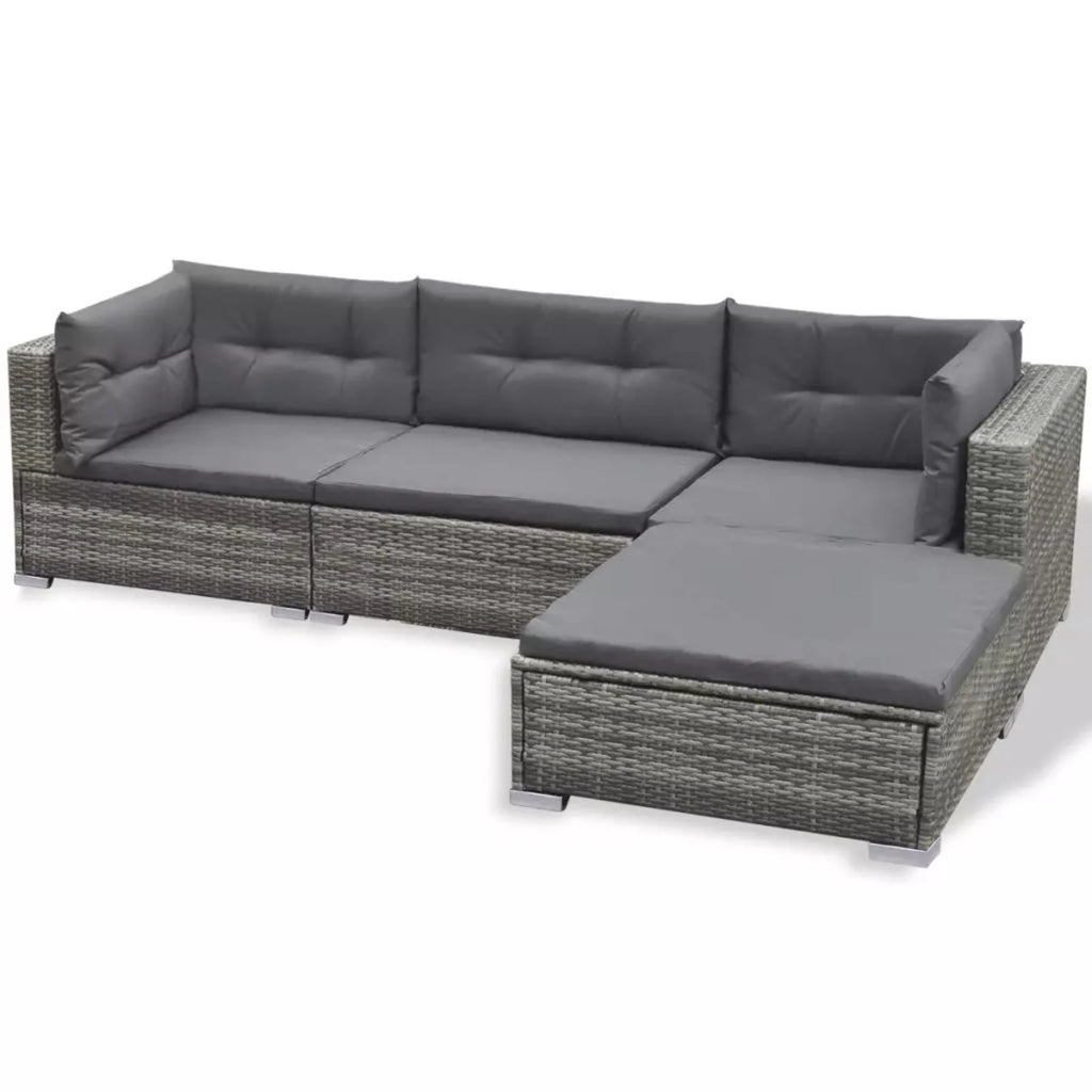 6 PCS Rattan Patio Sectional Sofa Set with Cushions Ottoman and Coffee Table (Grey) Z13815