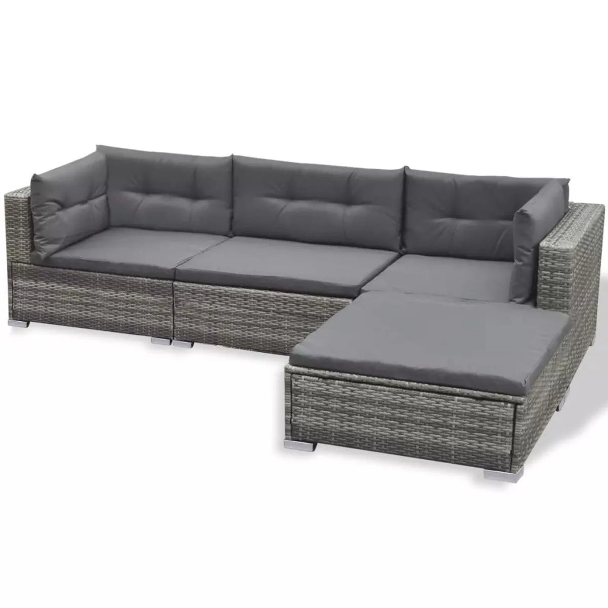 6 PCS Rattan Patio Sectional Sofa Set with Cushions Ottoman and Coffee Table (Grey) Z13815