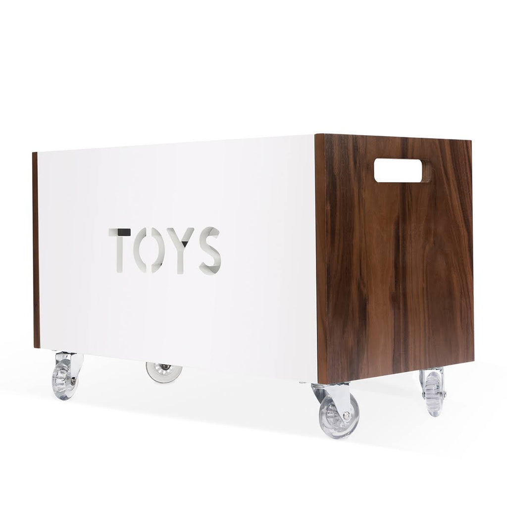 Walnut / Red Toy Box Chest on Casters Y5007