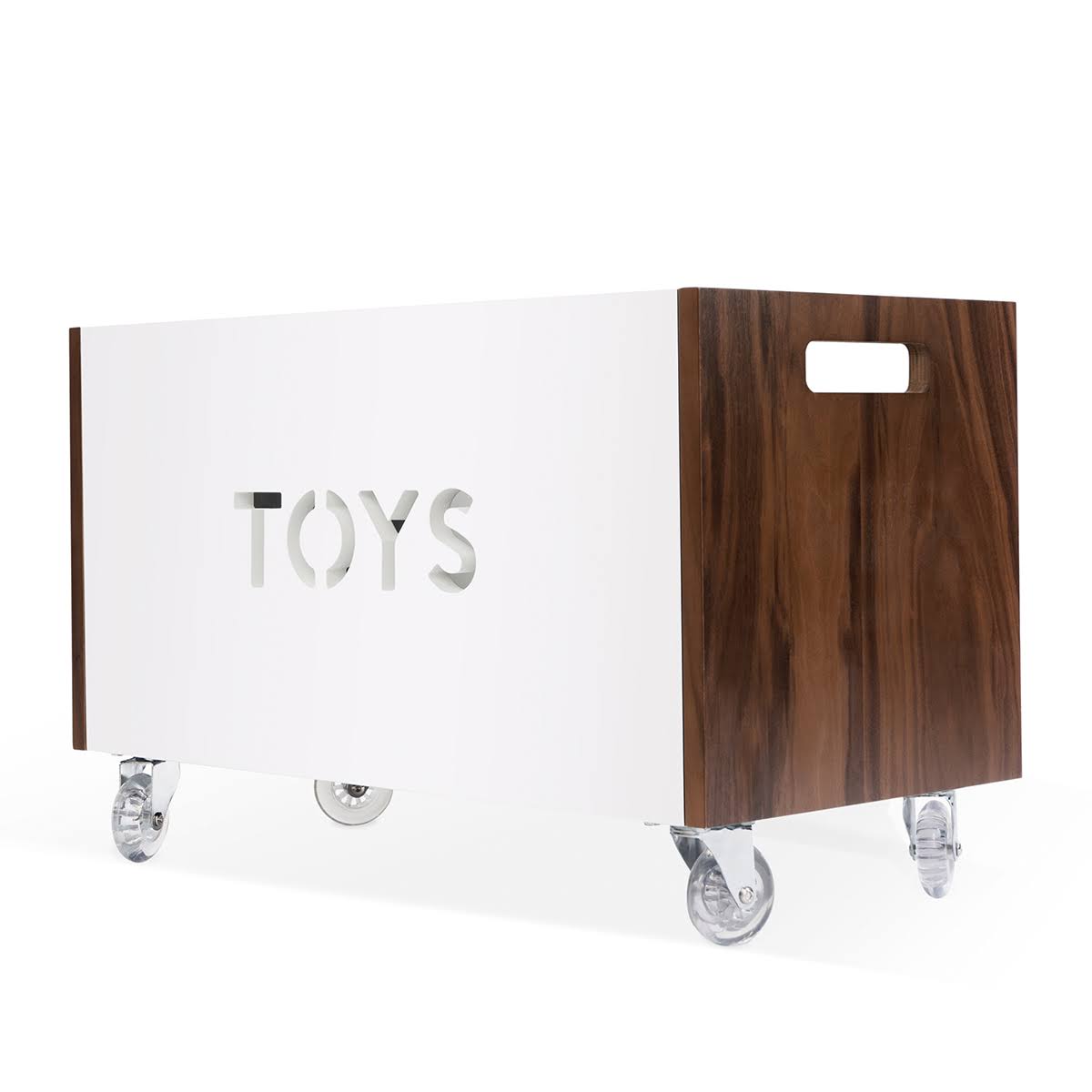 Walnut / Red Toy Box Chest on Casters Y5007