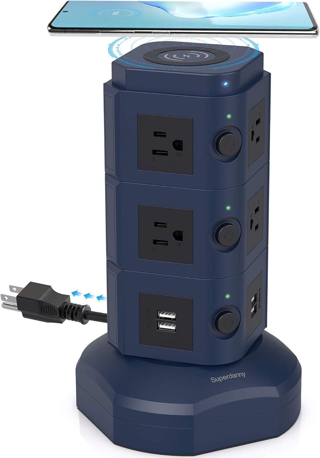 Gold 2 Pc Power Strip Tower with 12 AC Outlets and 6 USB Ports S11580
