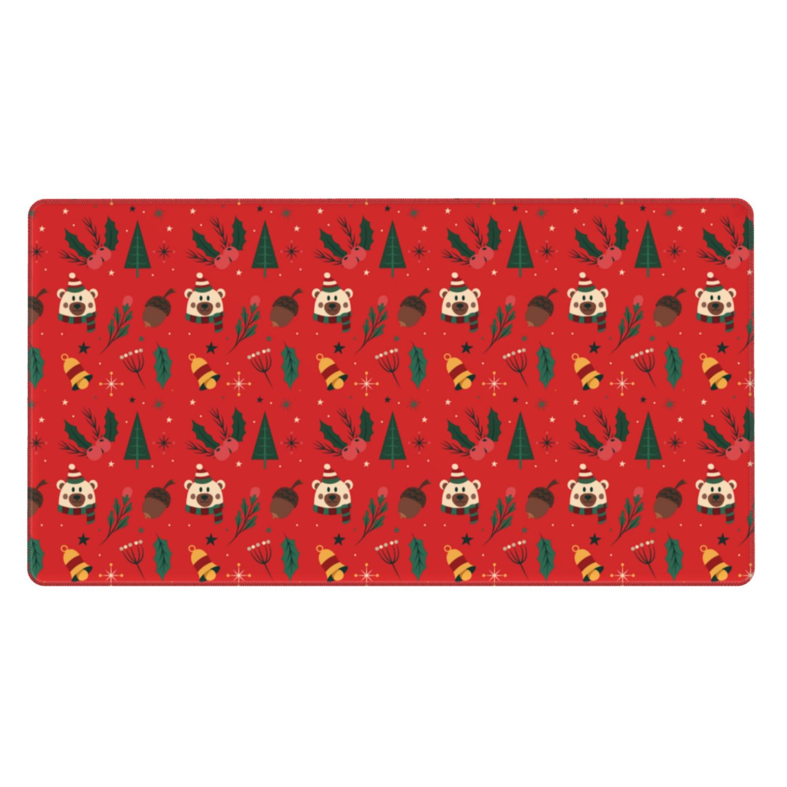 Christmas Tree Bear Bells Non-Slip Gaming Mouse Pad, 15.8"x29.5" L579