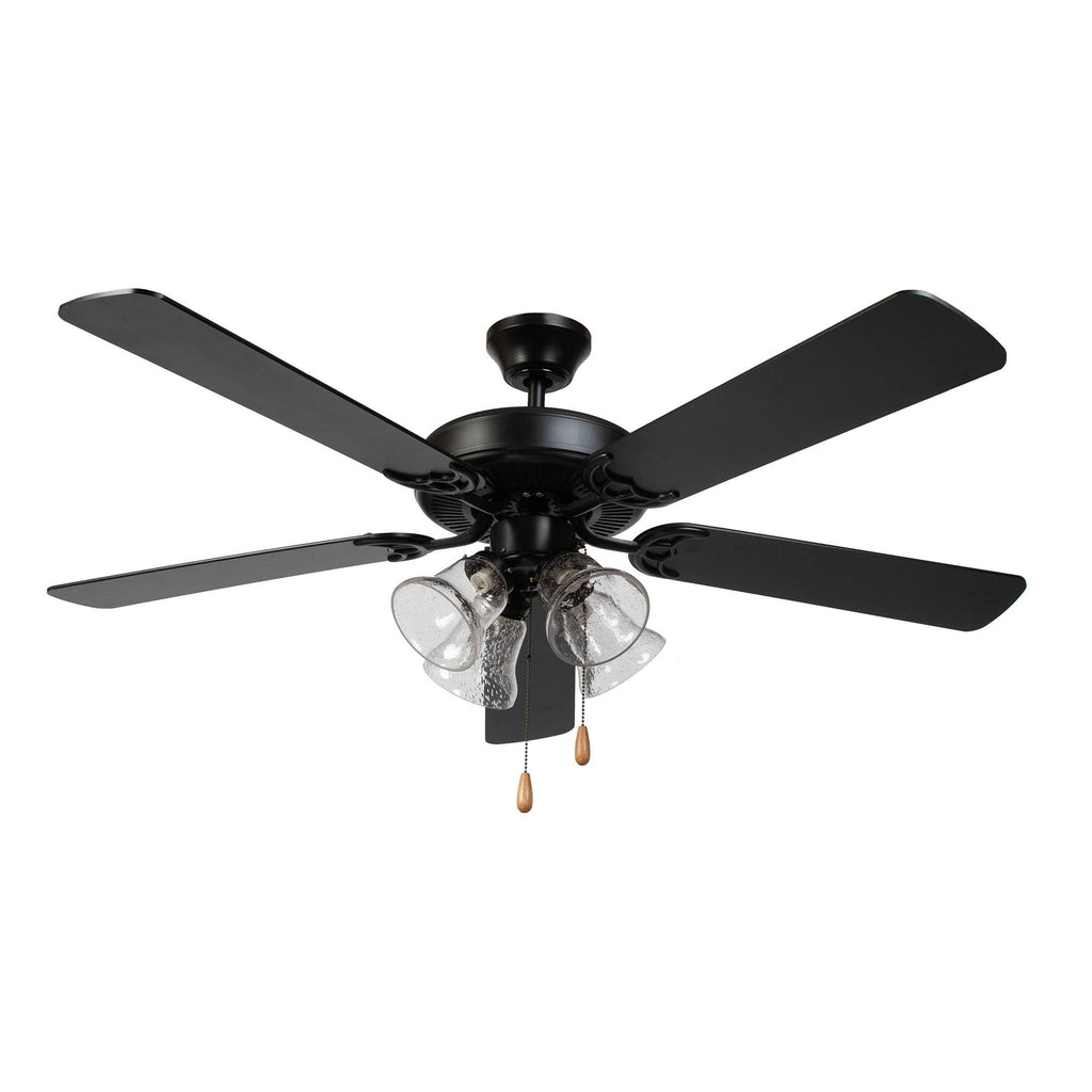 5 Blade Ceiling Fan in Black Finish with Clear Seedy Glass Y450390