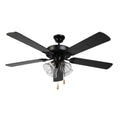 5 Blade Ceiling Fan in Black Finish with Clear Seedy Glass Y450390