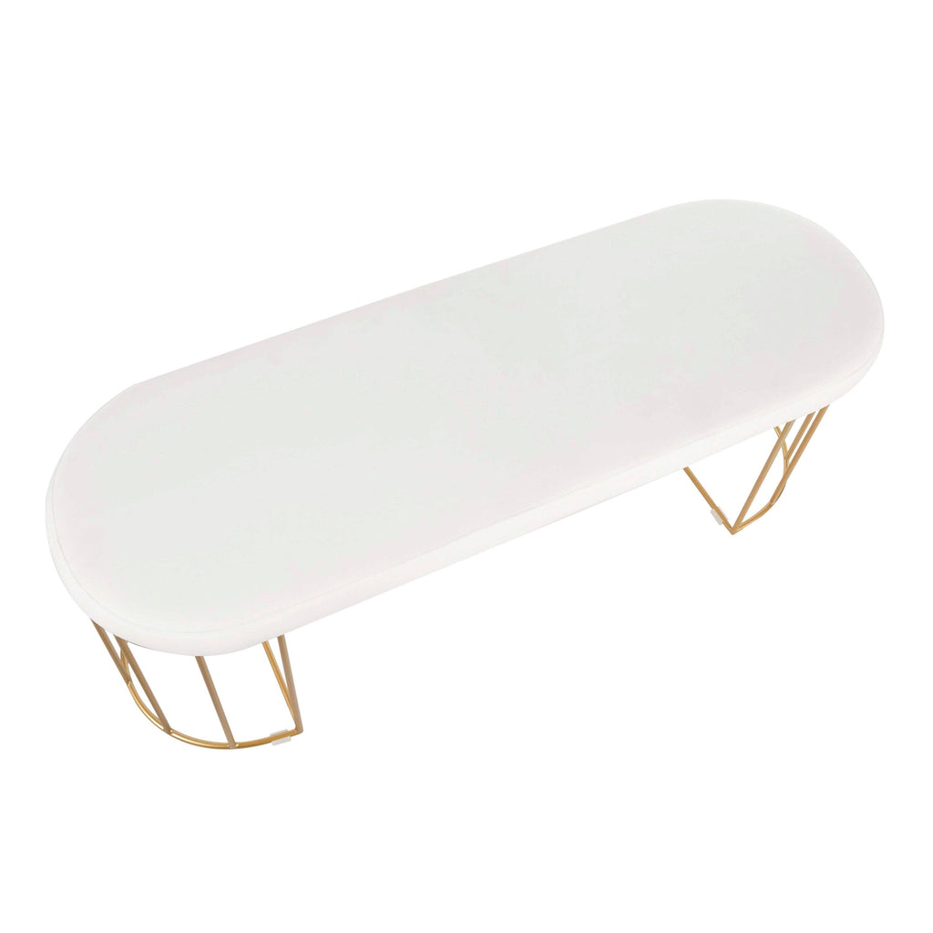 Gold and Green Velvet Dining Bench S355