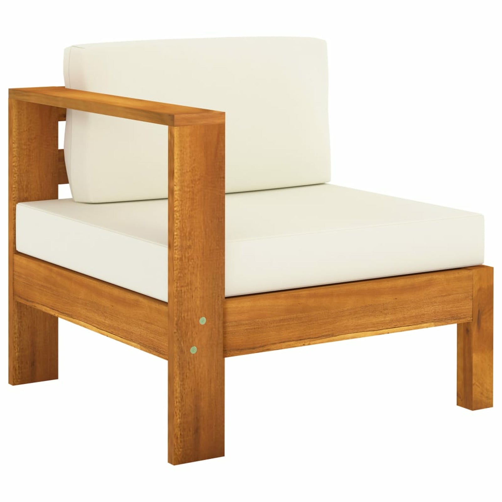 6 Piece Patio Lounge Set with Cream White Cushions Acacia Wood Outdoor Sectional Set Q76778