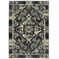 Moss Medallion Black Ivory Micro Fiber Rug 5'3" x 7'6" Z860707