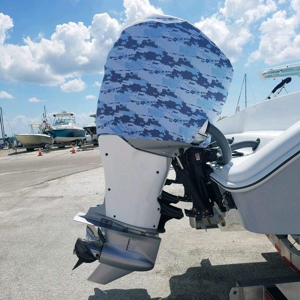 Blue Digital Camo Outboard Motor Cover F75641