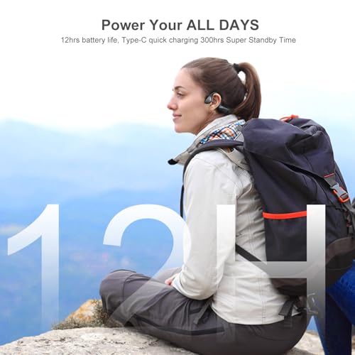 Bone Conduction Headphones with HD Mic, 12hrs Playtime, IPX6 Waterproof B18275