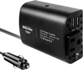 150W Car Power Inverter DC 12V to 110V AC 2 USB Ports Black Pack of 2 K258435
