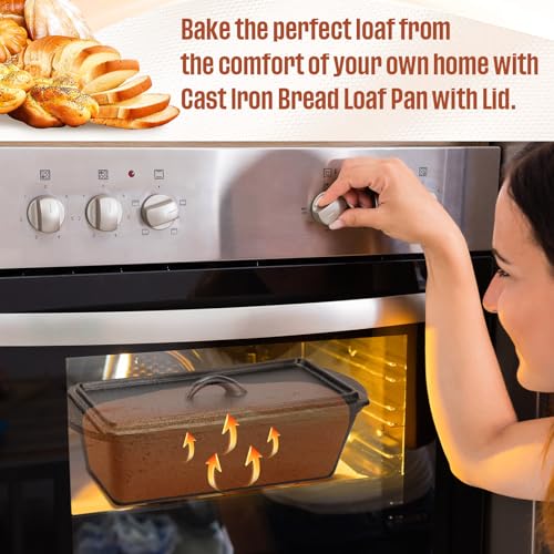 Cast Iron Bread Loaf Pan with Lid 13 x 5 x 4 Inches B496