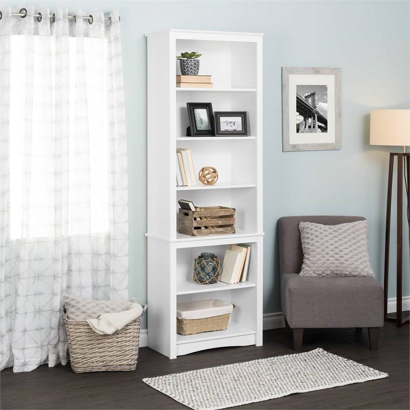6 Shelf White Bookcase V248