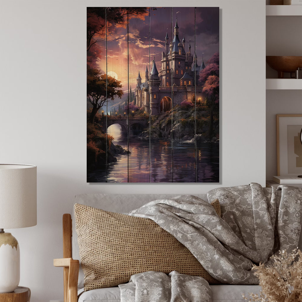 Castles Twilight Deep II Print on Natural Pine Wood L69136