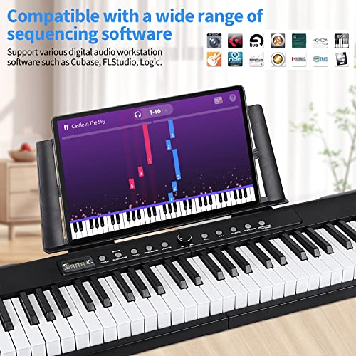 88 Key Semi Weighted Electric Digital Piano with Sustain Pedal, Power Supply, Stand, Carrying Case, Headphones L884456