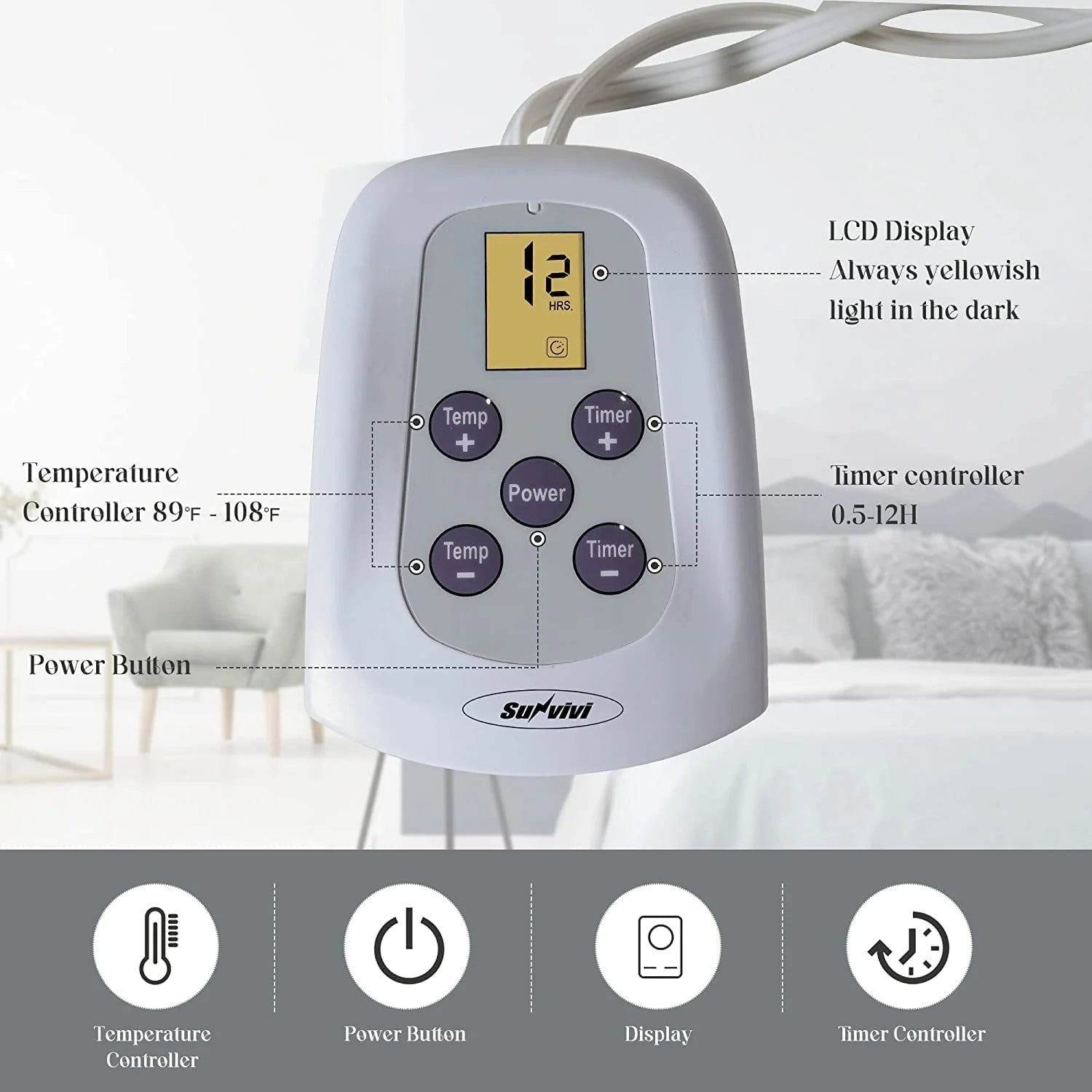 Heated Electric King Size Velvet Blanket with Dual Control Q55559