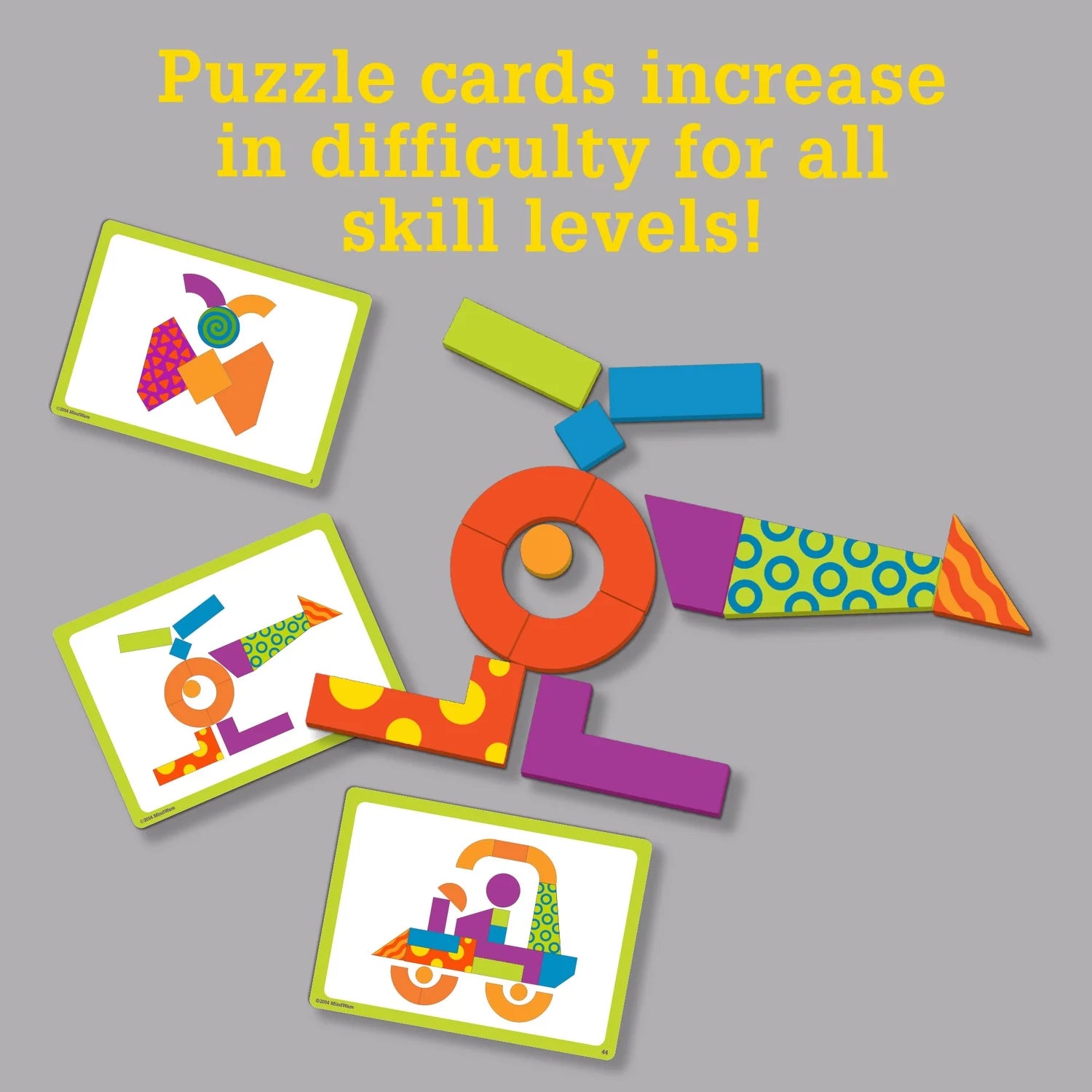 42 Brightly Colored Wooden Magnetic Blocks with 50 Puzzles V529