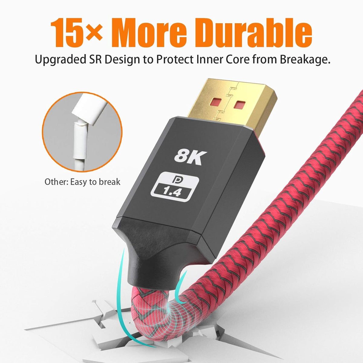 8K DisplayPort 1.4 Cable 25ft 2Pack Nylon Braided S102