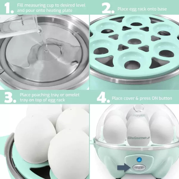 7 Egg Capacity Electric Egg Cooker with Auto Shut-Off D842