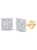 10kt Yellow Gold Mens Baguette Diamond Square Earrings 7/8 Cttw Y7404