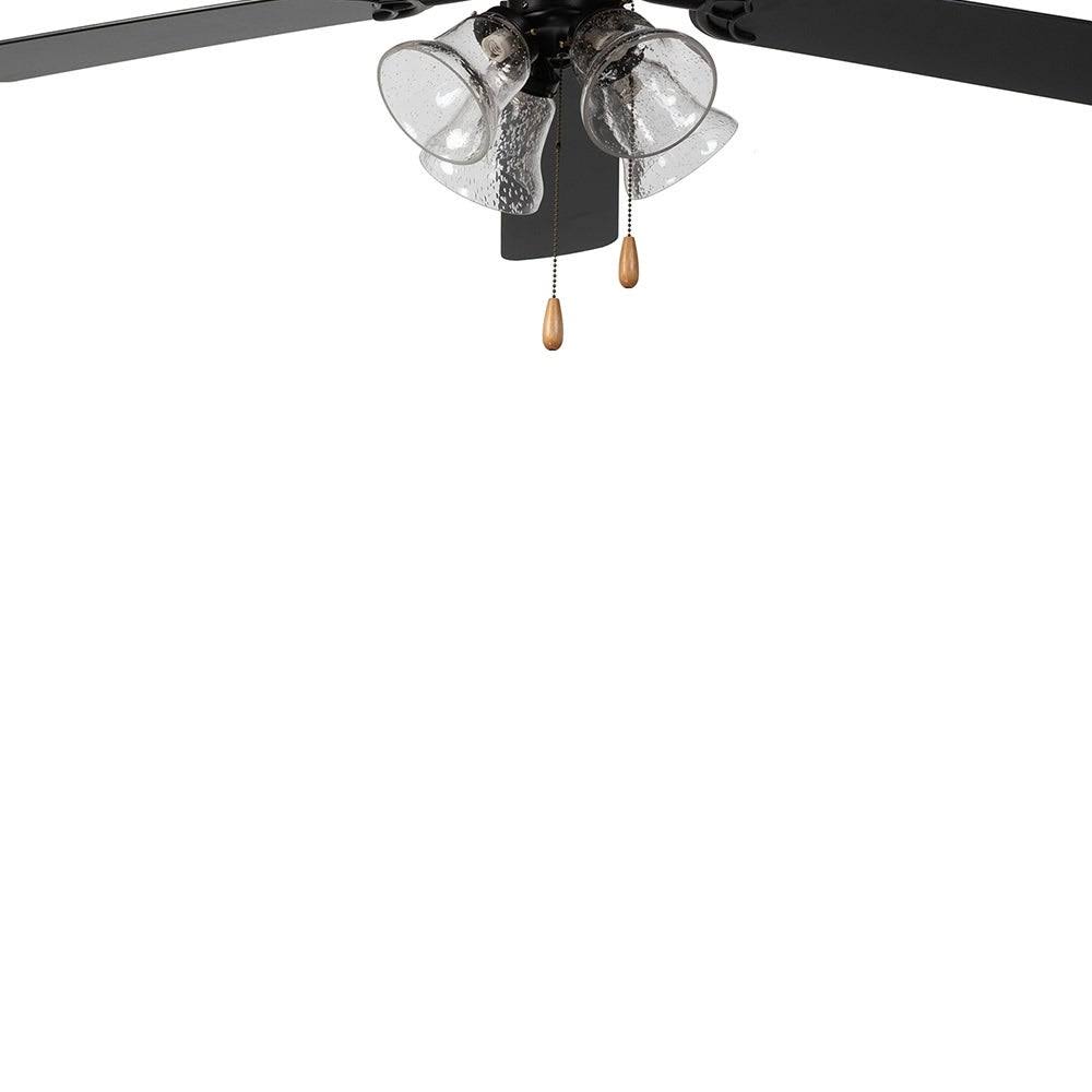 5 Blade Ceiling Fan in Black Finish with Clear Seedy Glass Y450390